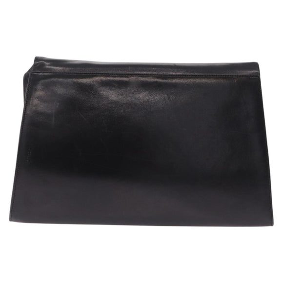 Bally Shoulder Bag Leather Black Gold Auth ka6937