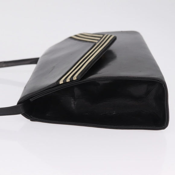 Bally Shoulder Bag Leather Black Gold Auth ka6937