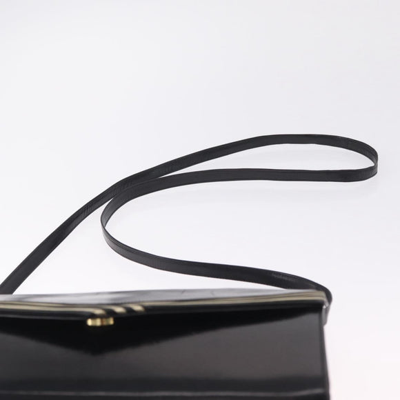 Bally Shoulder Bag Leather Black Gold Auth ka6937