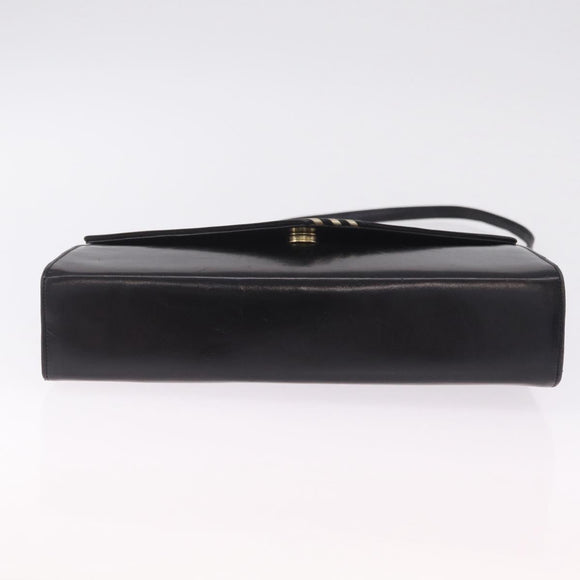 Bally Shoulder Bag Leather Black Gold Auth ka6937