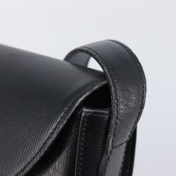 Christian Dior Shoulder Bag Leather Black Gold Auth ka6938
