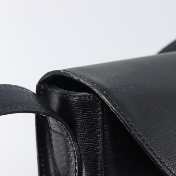 Christian Dior Shoulder Bag Leather Black Gold Auth ka6938