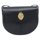 Christian Dior Shoulder Bag Leather Black Gold Auth ka6938-2
