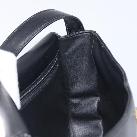 Christian Dior Shoulder Bag Leather Black Gold Auth ka6938