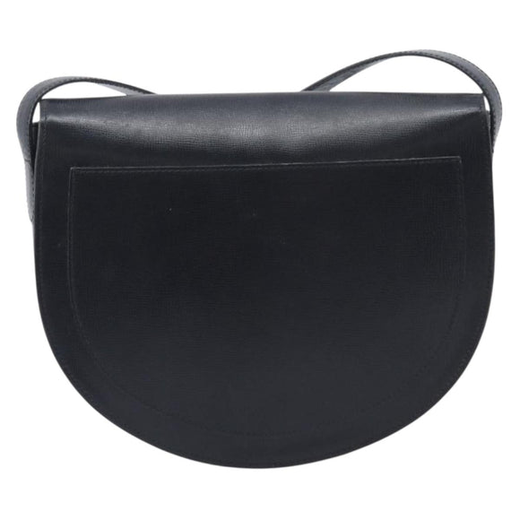 Christian Dior Shoulder Bag Leather Black Gold Auth ka6938