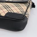 BURBERRY Nova Check Shoulder Bag Canvas Beige Silver Auth ka6942-10