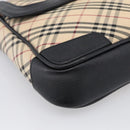 BURBERRY Nova Check Shoulder Bag Canvas Beige Silver Auth ka6942-11