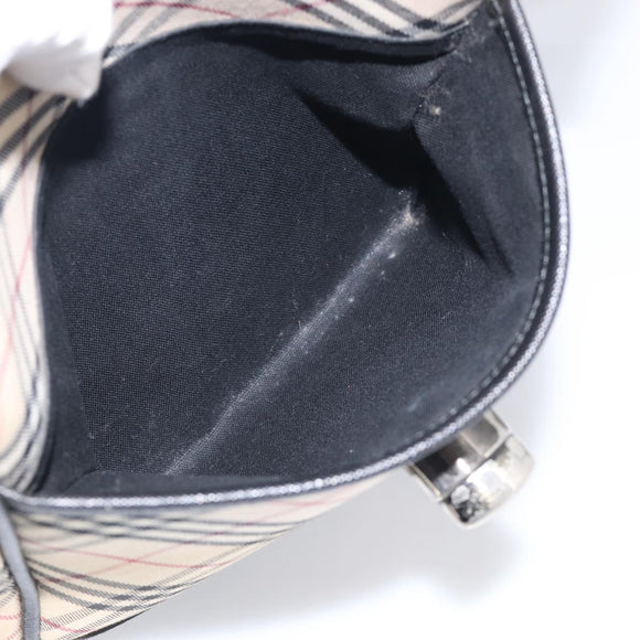 BURBERRY Nova Check Shoulder Bag Canvas Beige Silver Auth ka6942