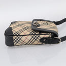 BURBERRY Nova Check Shoulder Bag Canvas Beige Silver Auth ka6942-5