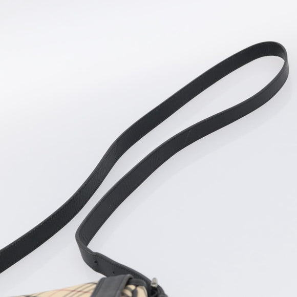 BURBERRY Nova Check Shoulder Bag Canvas Beige Silver Auth ka6942