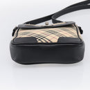 BURBERRY Nova Check Shoulder Bag Canvas Beige Silver Auth ka6942-9