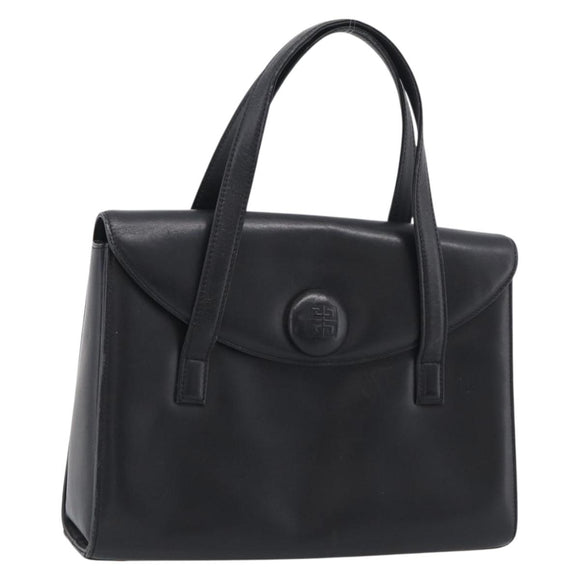 GIVENCHY Hand Bag Leather Black Gold Auth ka6943