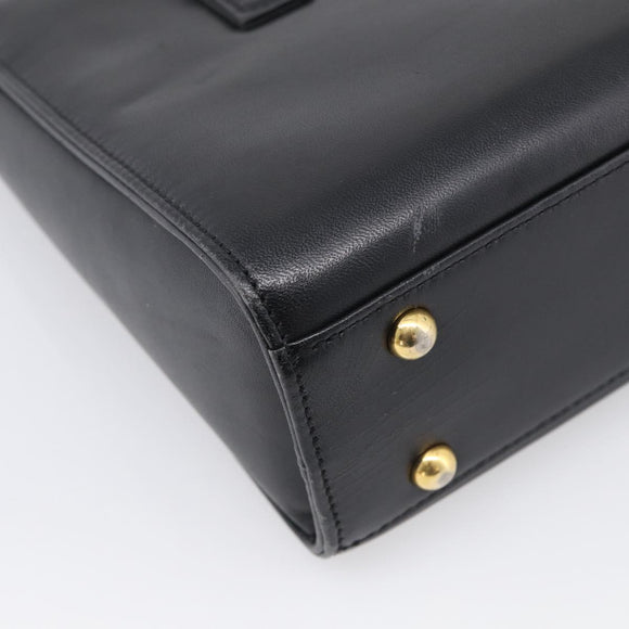 GIVENCHY Hand Bag Leather Black Gold Auth ka6943