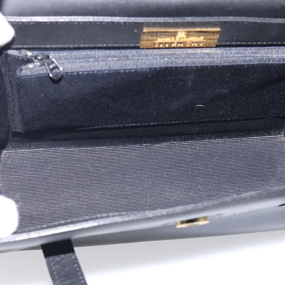 GIVENCHY Hand Bag Leather Black Gold Auth ka6943