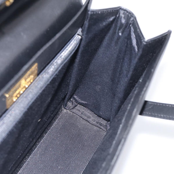 GIVENCHY Hand Bag Leather Black Gold Auth ka6943