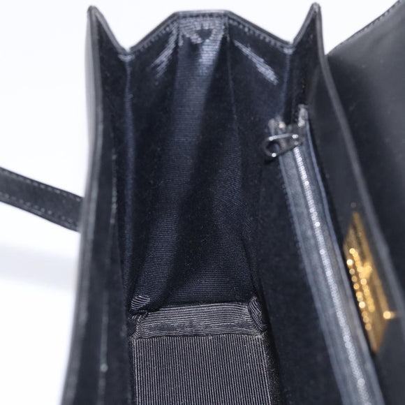 GIVENCHY Hand Bag Leather Black Gold Auth ka6943