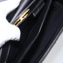 GIVENCHY Hand Bag Leather Black Gold Auth ka6943-19