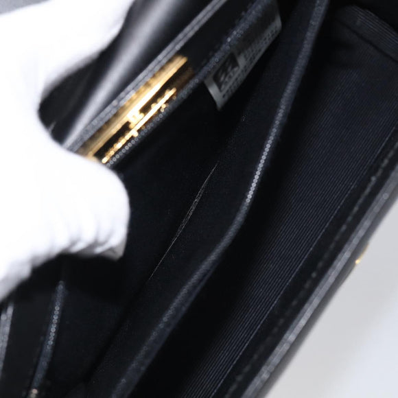 GIVENCHY Hand Bag Leather Black Gold Auth ka6943