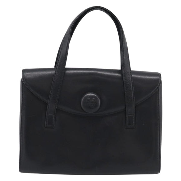 GIVENCHY Hand Bag Leather Black Gold Auth ka6943