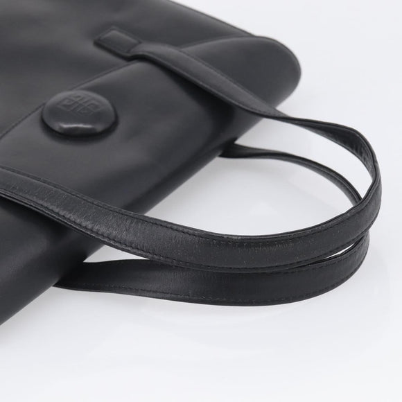 GIVENCHY Hand Bag Leather Black Gold Auth ka6943