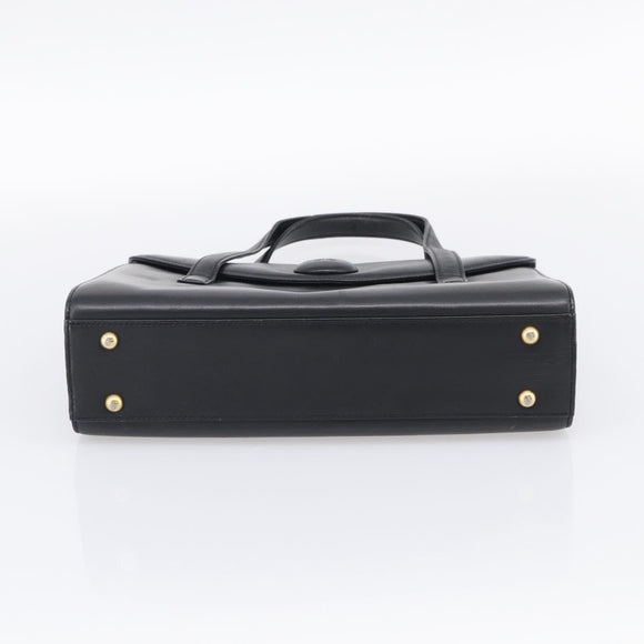 GIVENCHY Hand Bag Leather Black Gold Auth ka6943