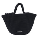 Balenciaga Ibiza Basket Hand Bag Canvas 2way Black Silver 695611 Auth ka6950SAM-2