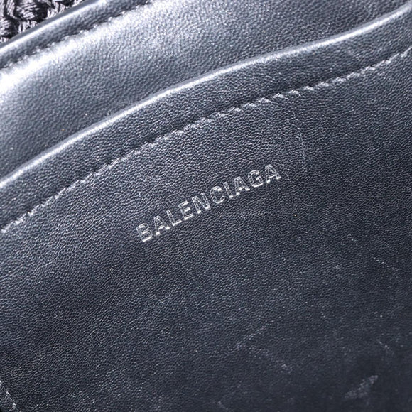 Balenciaga Ibiza Basket Hand Bag Canvas 2way Black Silver 695611 Auth ka6950SAM