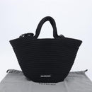 Balenciaga Ibiza Basket Hand Bag Canvas 2way Black Silver 695611 Auth ka6950SAM-28