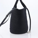 Balenciaga Ibiza Basket Hand Bag Canvas 2way Black Silver 695611 Auth ka6950SAM-4