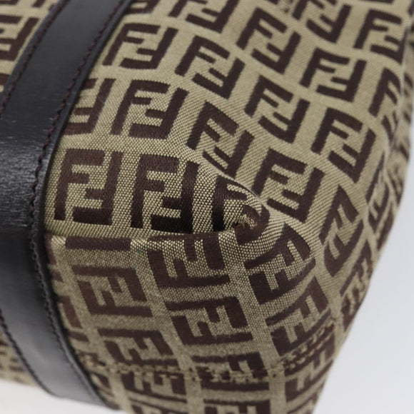 FENDI Zucchino Canvas Tote Bag Beige Gold Auth ka6952A
