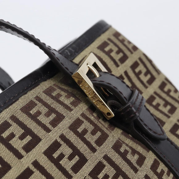 FENDI Zucchino Canvas Tote Bag Beige Gold Auth ka6952A