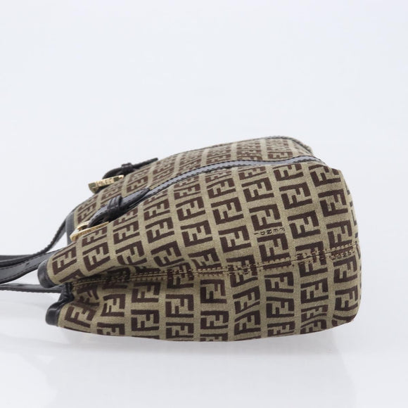 FENDI Zucchino Canvas Tote Bag Beige Gold Auth ka6952A