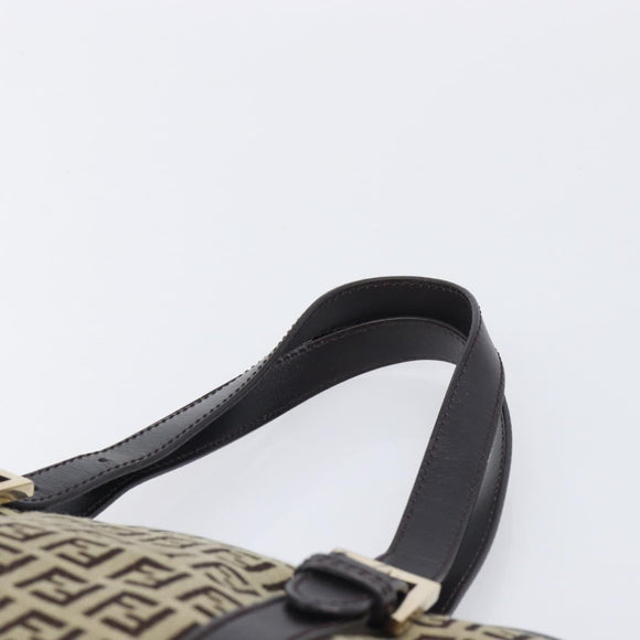FENDI Zucchino Canvas Tote Bag Beige Gold Auth ka6952A