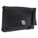 CELINE Shoulder Bag Leather Black Silver Auth ka6958-1