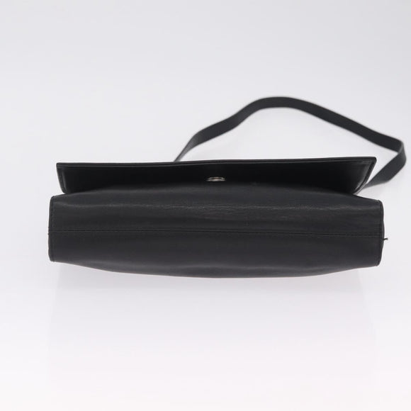CELINE Shoulder Bag Leather Black Silver Auth ka6958
