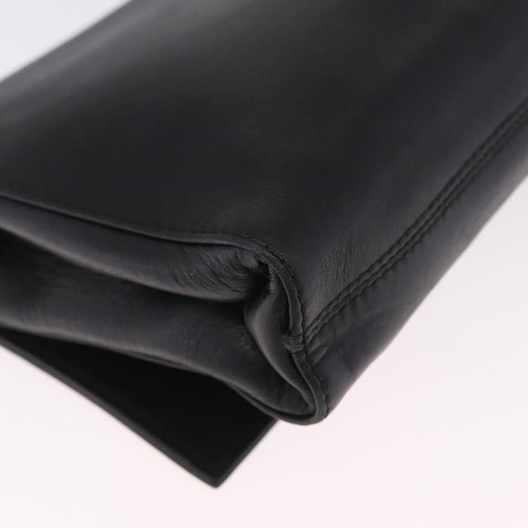 CELINE Shoulder Bag Leather Black Silver Auth ka6958