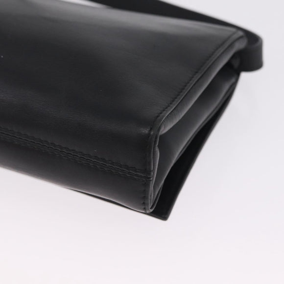 CELINE Shoulder Bag Leather Black Silver Auth ka6958