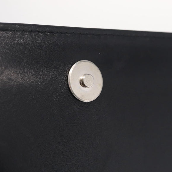 CELINE Shoulder Bag Leather Black Silver Auth ka6958