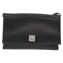 CELINE Shoulder Bag Leather Black Silver Auth ka6958-2