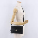 CELINE Shoulder Bag Leather Black Silver Auth ka6958-26