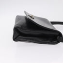 CELINE Shoulder Bag Leather Black Silver Auth ka6958-4