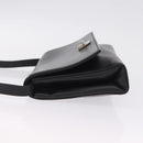 CELINE Shoulder Bag Leather Black Silver Auth ka6958-5