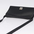 CELINE Shoulder Bag Leather Black Silver Auth ka6958-7