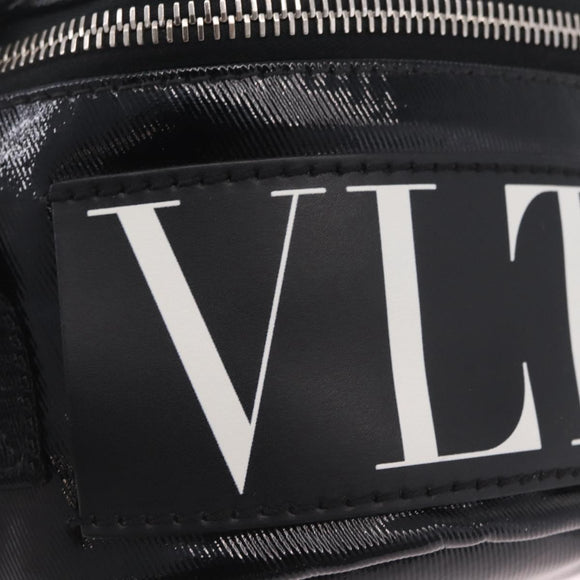 Valentino Shoulder Bag Patent Leather Black Silver Auth ka6959V