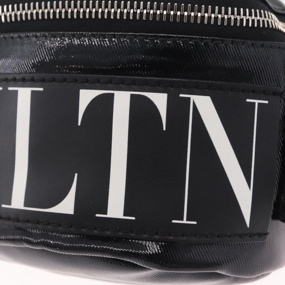 Valentino Shoulder Bag Patent Leather Black Silver Auth ka6959V