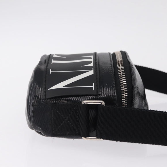 Valentino Shoulder Bag Patent Leather Black Silver Auth ka6959V