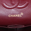 CHANEL Matelasse 25 Double Flap Chain Bag Lamb Skin Black Gold CC Auth ka695SV-25