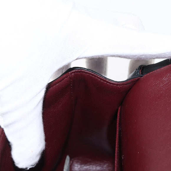 CHANEL Matelasse 25 Double Flap Chain Bag Lamb Skin Black Gold CC Auth ka695SV