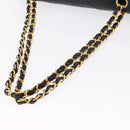 CHANEL Matelasse 25 Double Flap Chain Bag Lamb Skin Black Gold CC Auth ka695SV-7