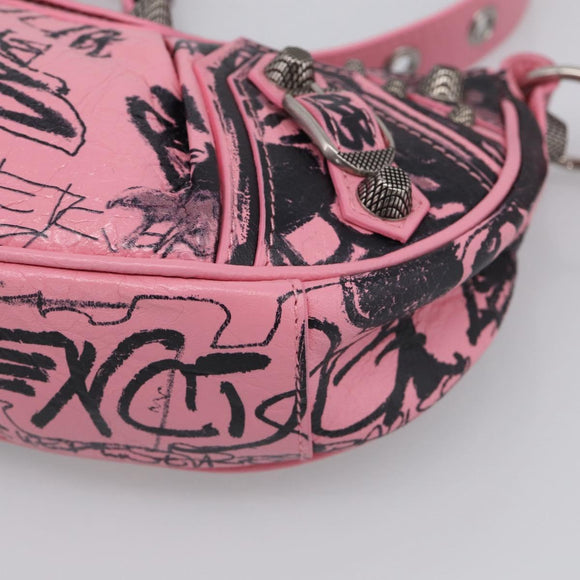 Balenciaga Le Cagoule XS Shoulder Bag Leather Pink Silver 671309 Auth ka6967SAM